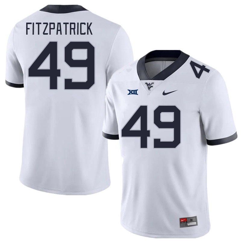 Men #49 Taran Fitzpatrick West Virginia Mountaineers College Football Jerseys Stitched Sale-White - Click Image to Close